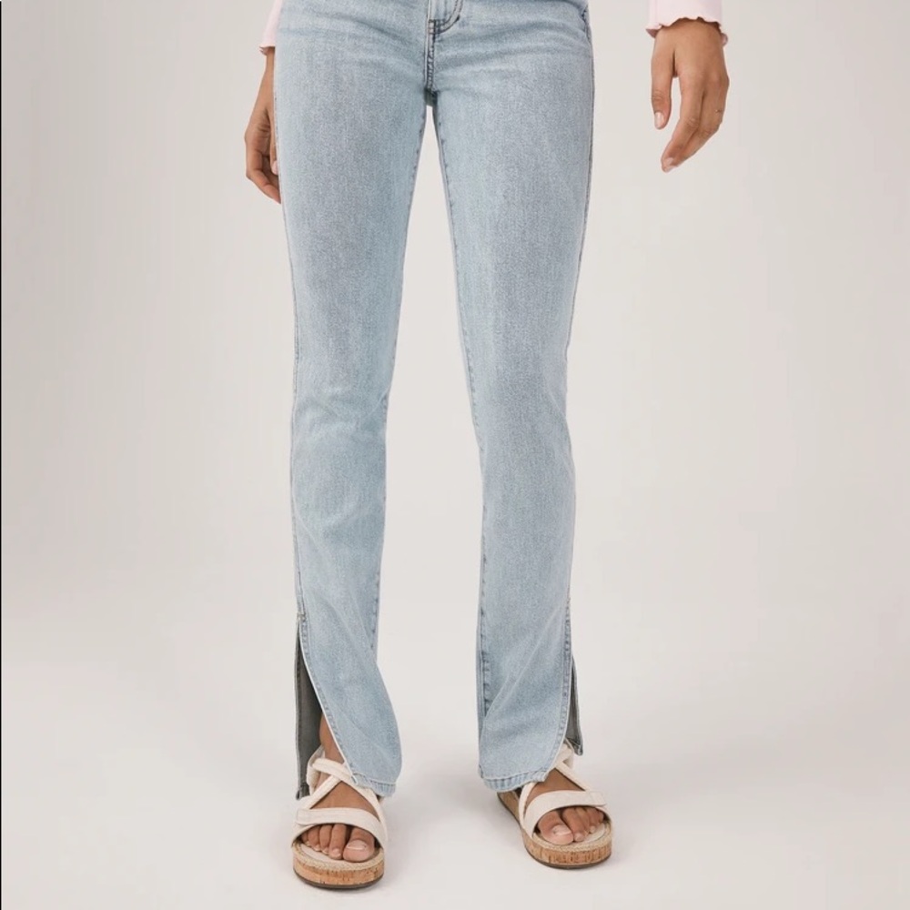 Something Navy Nina Denim with Slit Sz 6 NWT
